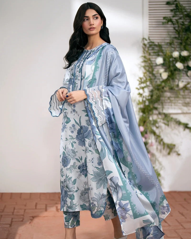 BAROQUE 3Pcs Lawn Print with Lawn Dupatta summer Collection Suit BQ-45