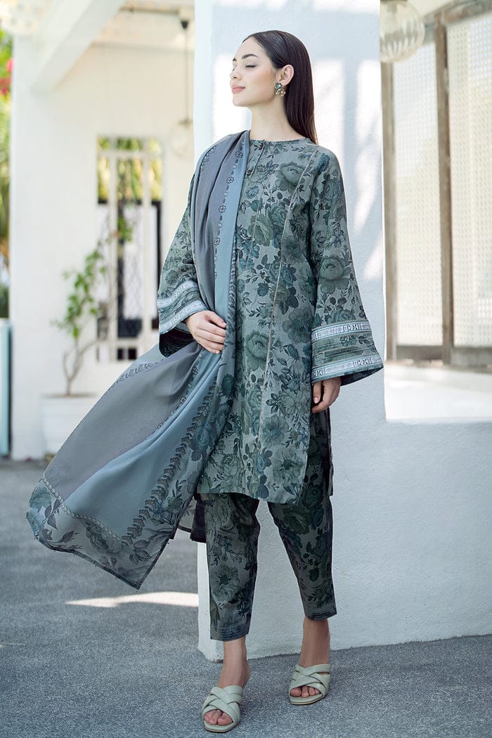 BAROQUE 3Pcs Lawn Print with Lawn Dupatta summer Collection Suit BQ-43