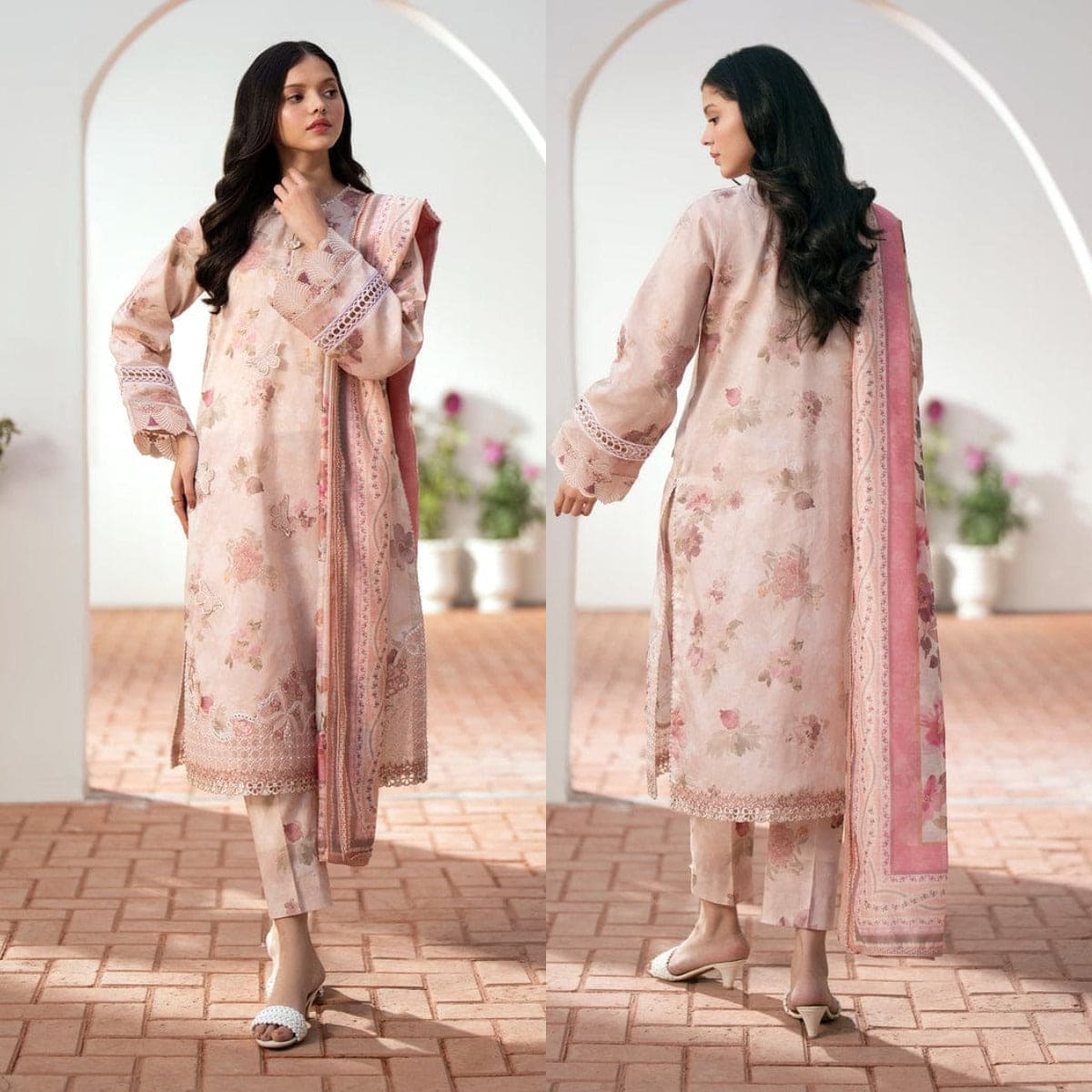 BAROQUE 3Pcs Lawn Print with Lawn Dupatta summer Collection Suit BQ-39