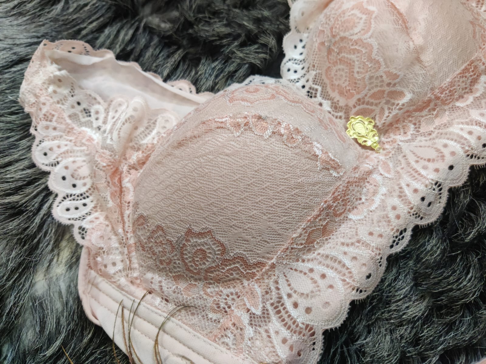 Exclusive Limited Edition Peach Floral Padded Lace Bra and Panty Set