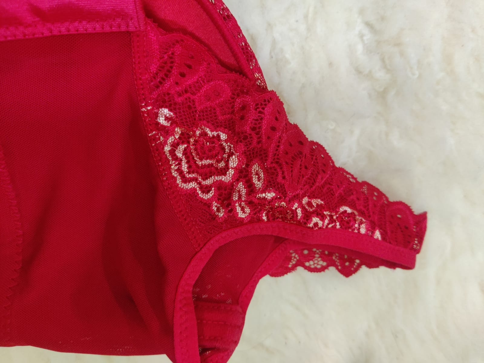 Exclusive Limited Edition Red Floral Padded Lace Bra and Panty Set