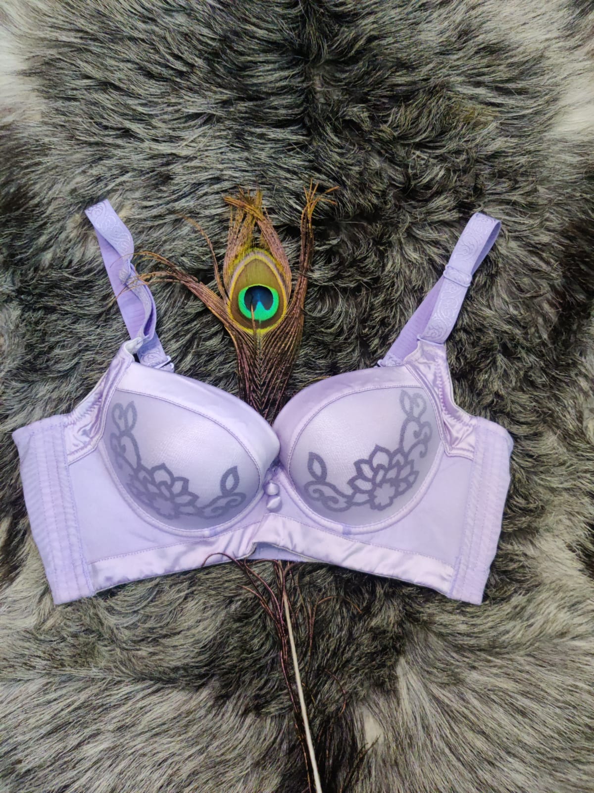 Light purple flowered double Padded wired Bra – GulSheza